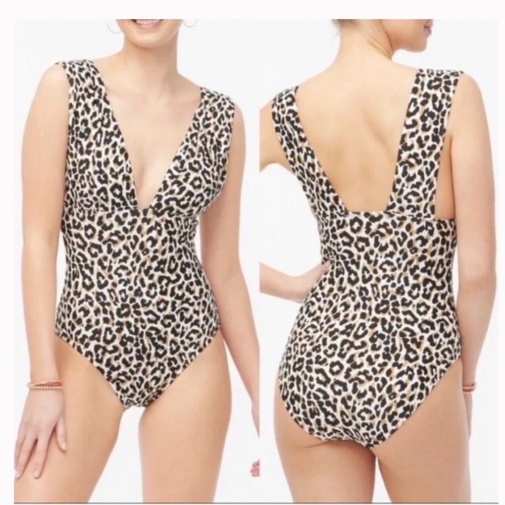 J‎ Crew Leopard Print One Piece Swimsuit Large